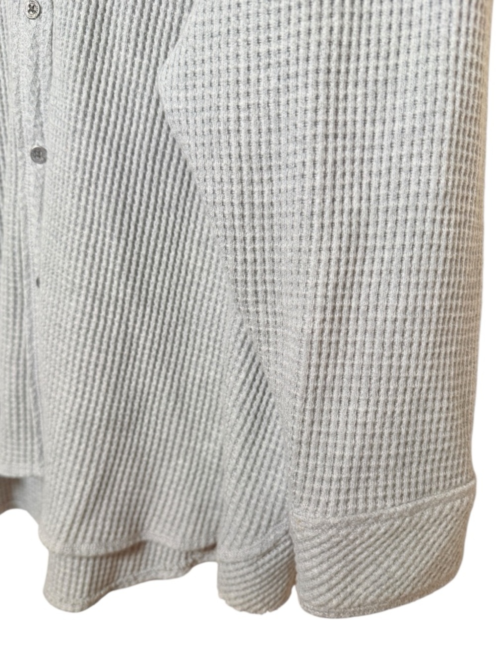 aerie Large LumberJane Waffle Knit Shirt Light Gray Button-Up Shacket - Picture 3 of 10